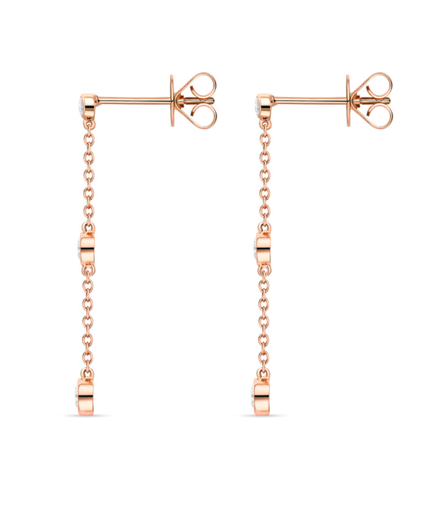 Celestial Collection 0.50ctw Orbital Diamond Bezel set dangle Earrings in 18K