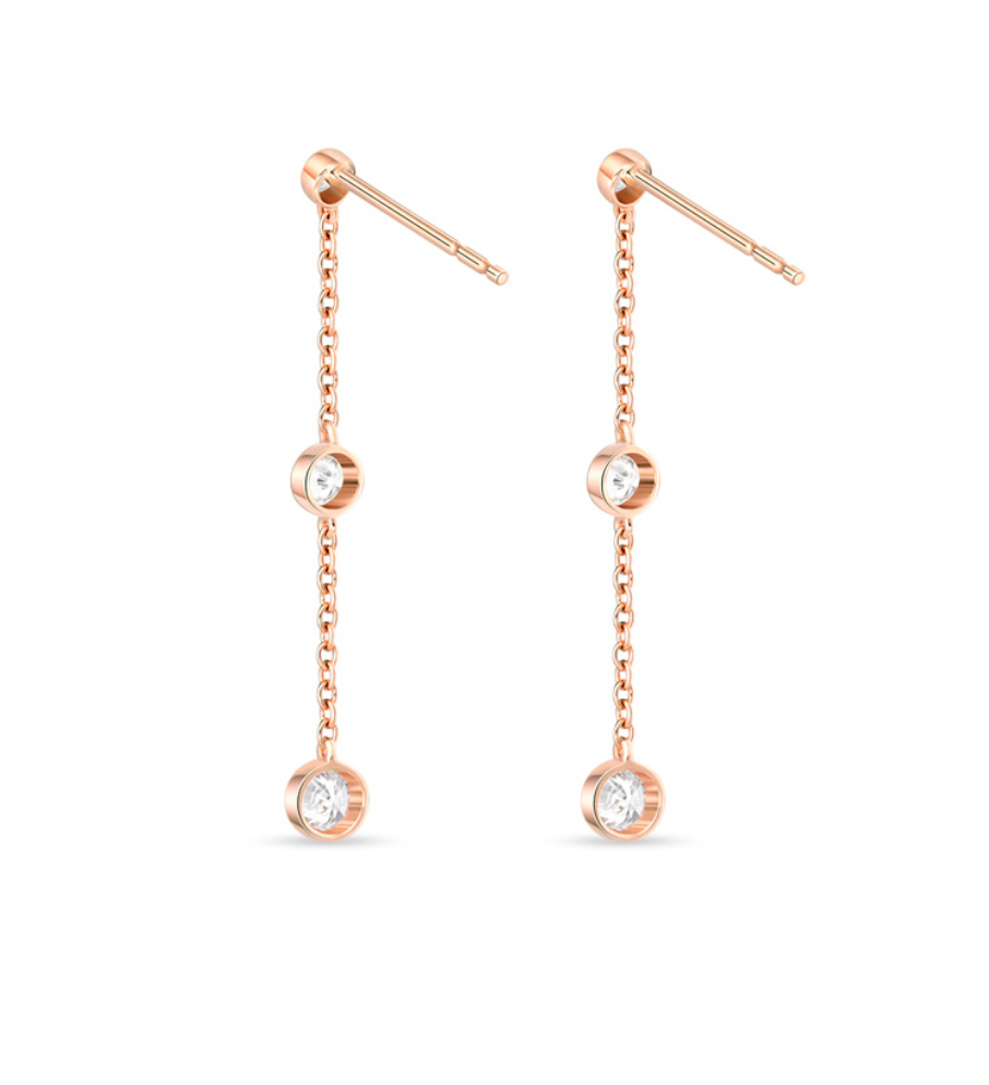 Celestial Collection 0.50ctw Orbital Diamond Bezel set dangle Earrings in 18K
