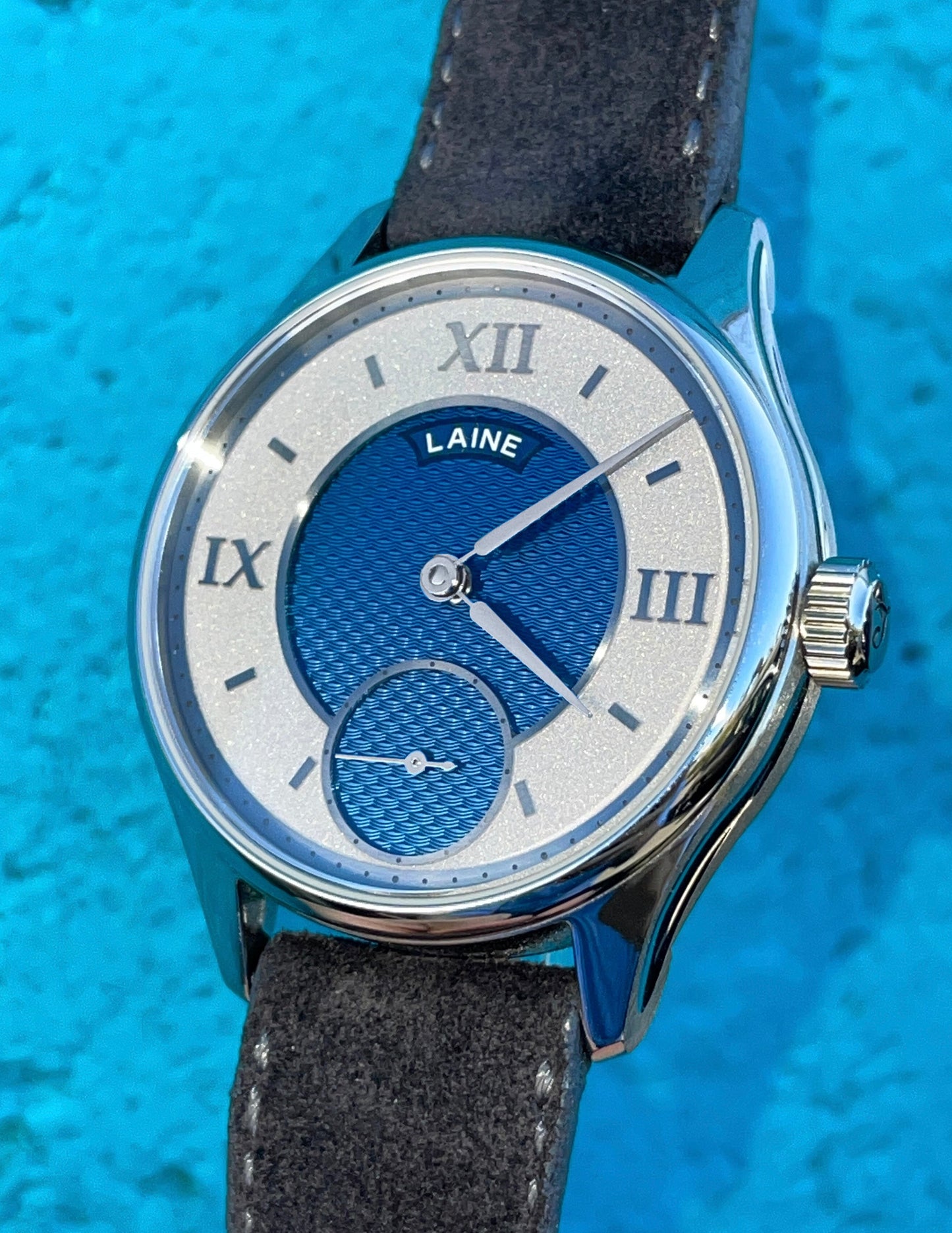 Laine Gelidus 3 - Rhodium Dial w/ Blue DLC "Panier" Guilloche