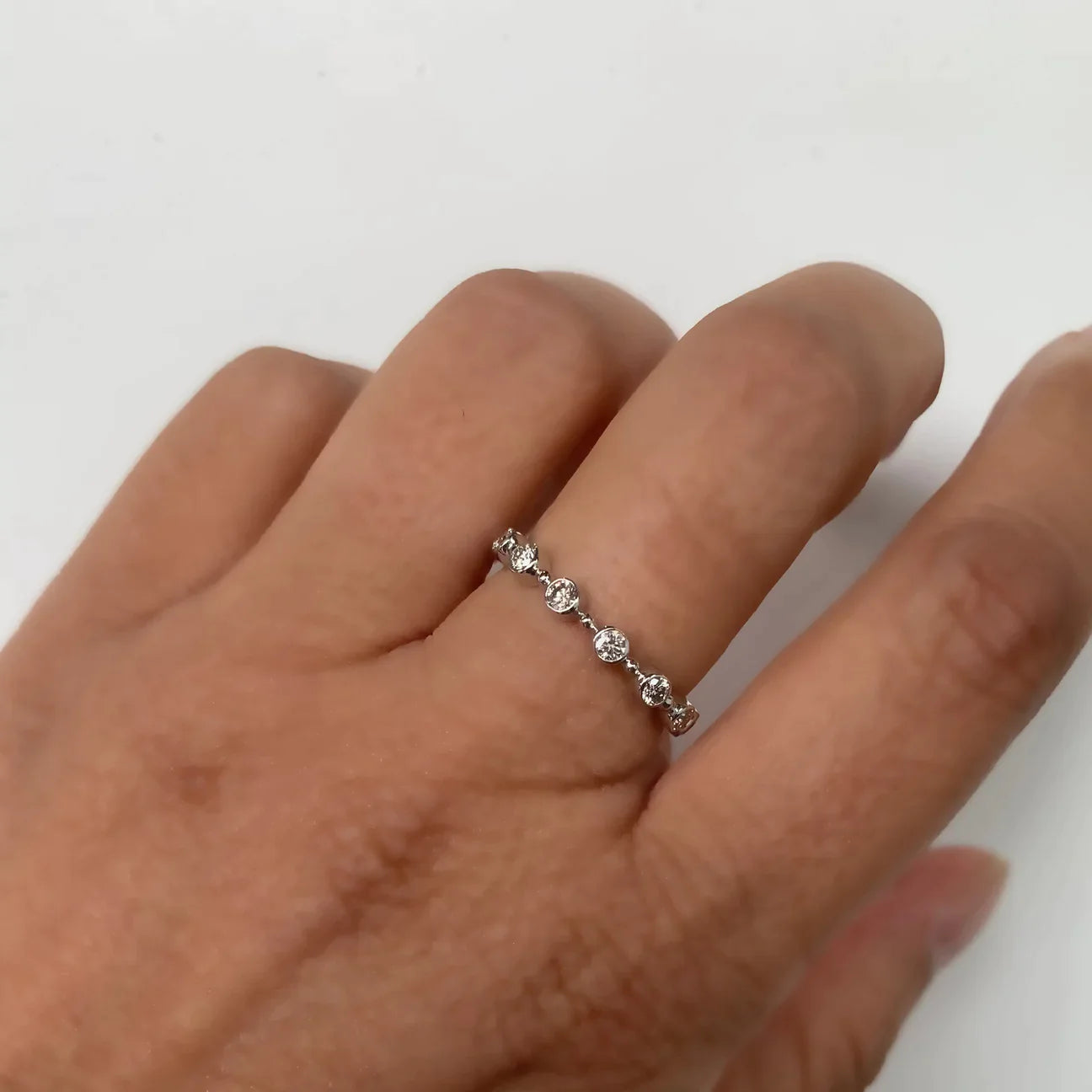 18k Rose Gold Petit Bubble White Diamond Band- 0.62ctw