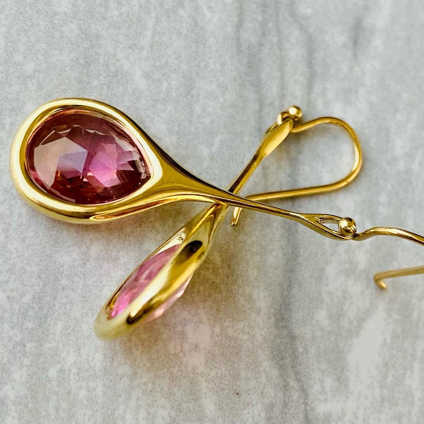 H20 5.16ctw Pink Tourmaline Earrings in 18KY