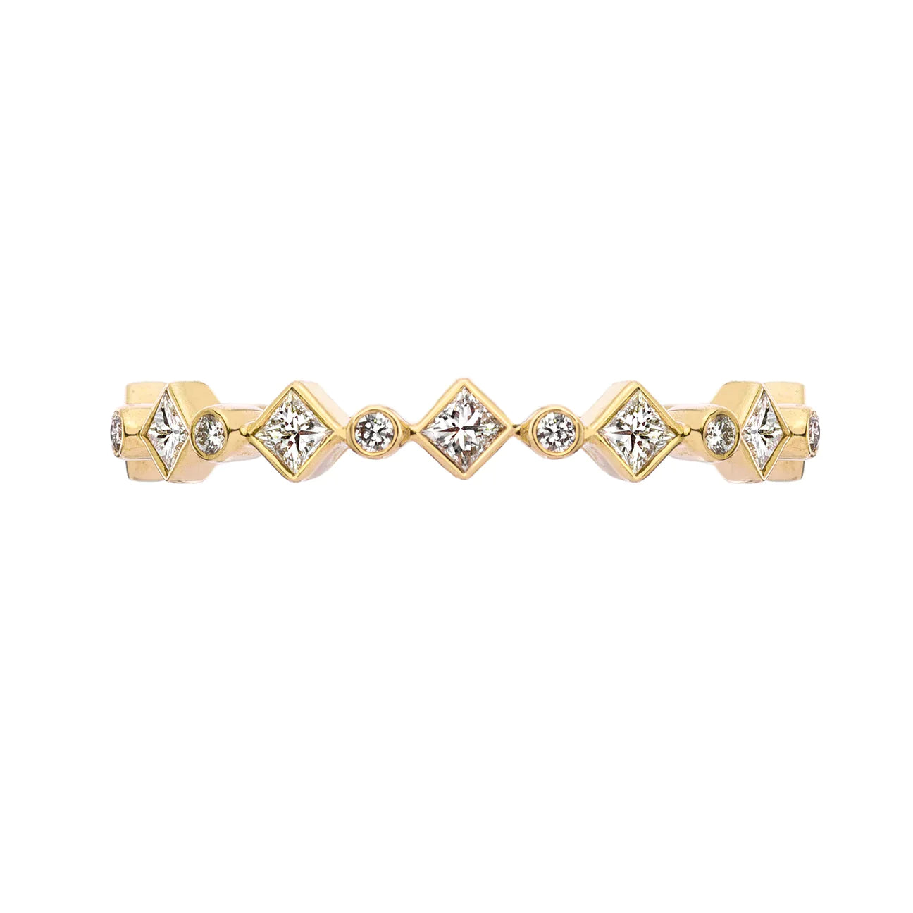 Sethi Couture 18k Yellow Gold Catherine White Princess Cut Diamond Band- 0.64ctw