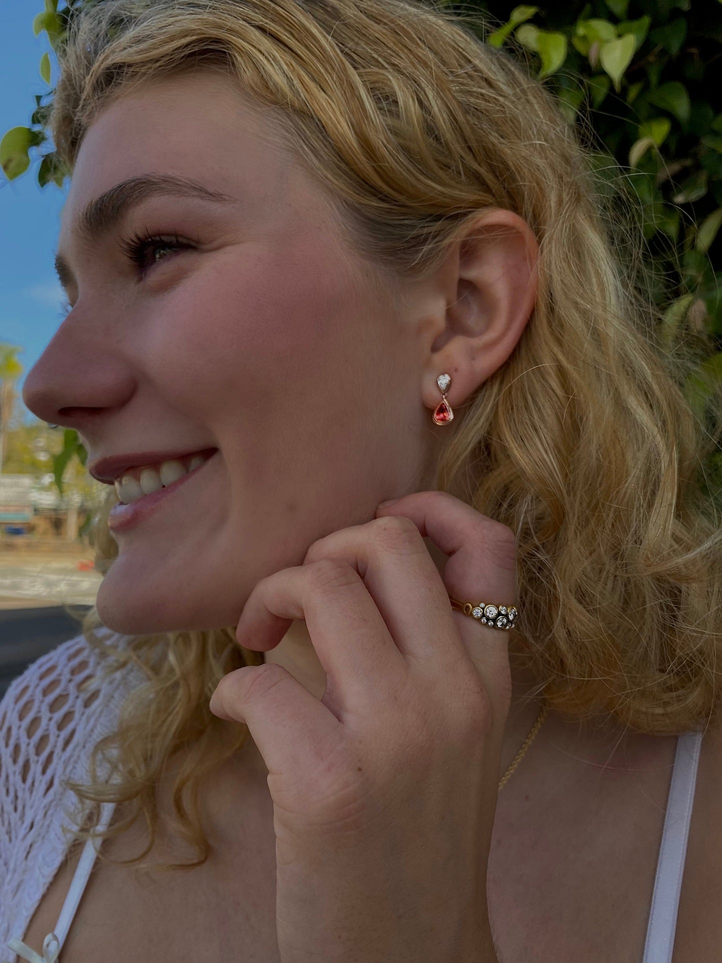 Lotus Padparadscha Drop Earrings