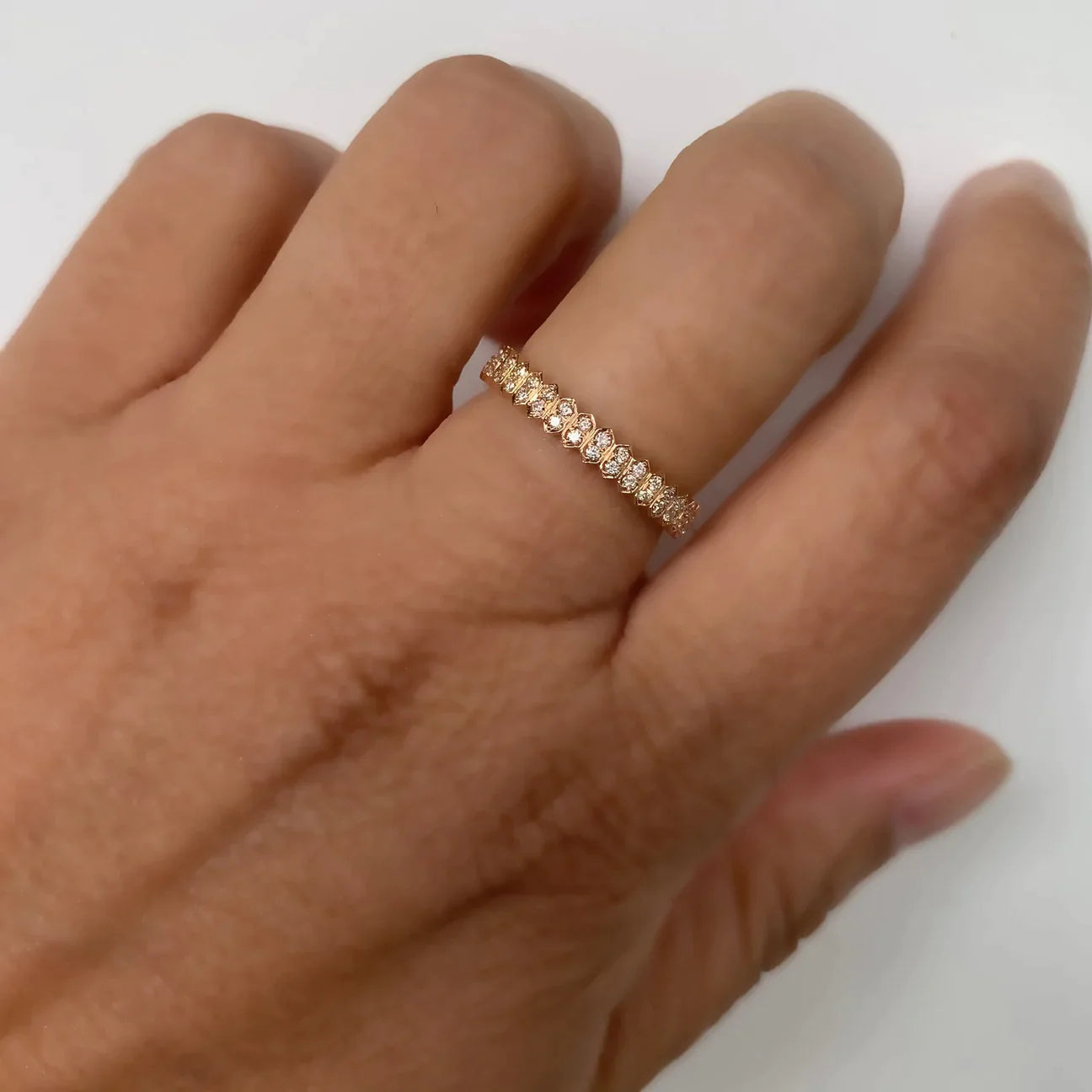 Sethi Couture 18k Mini Abacus White Diamond Band in Rose Gold- 0.31ctw