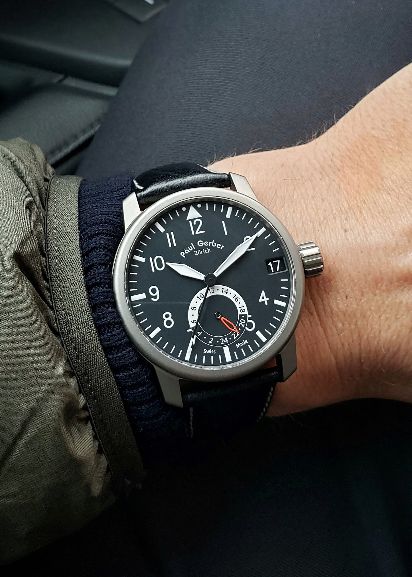 Paul Gerber Model 42 Pilot Dual Time watch