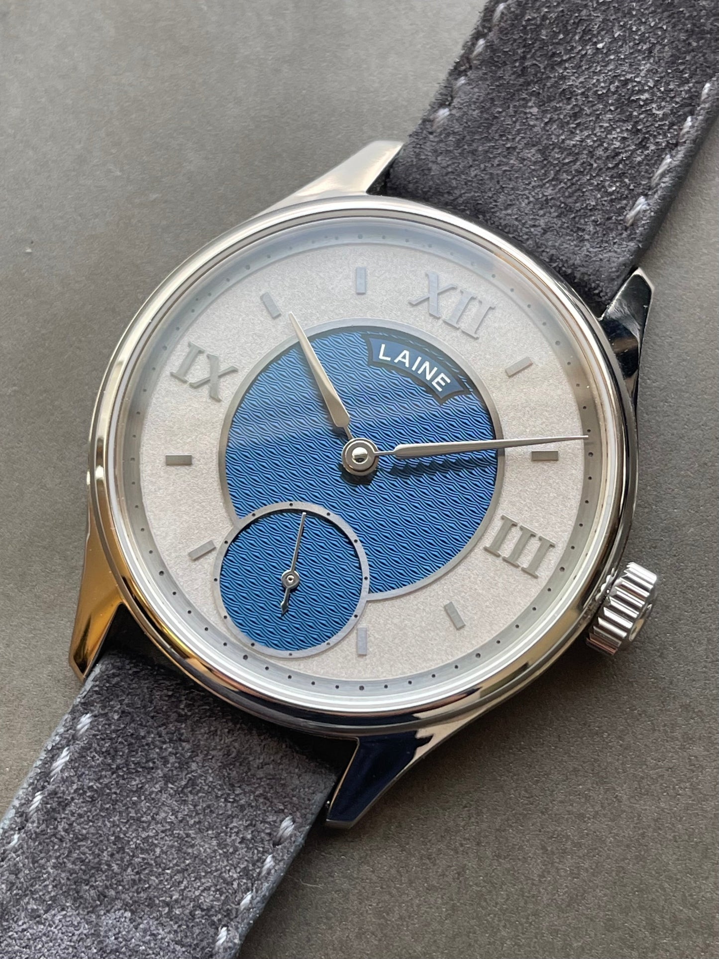 Laine Gelidus 3 - Rhodium Dial w/ Blue DLC "Panier" Guilloche