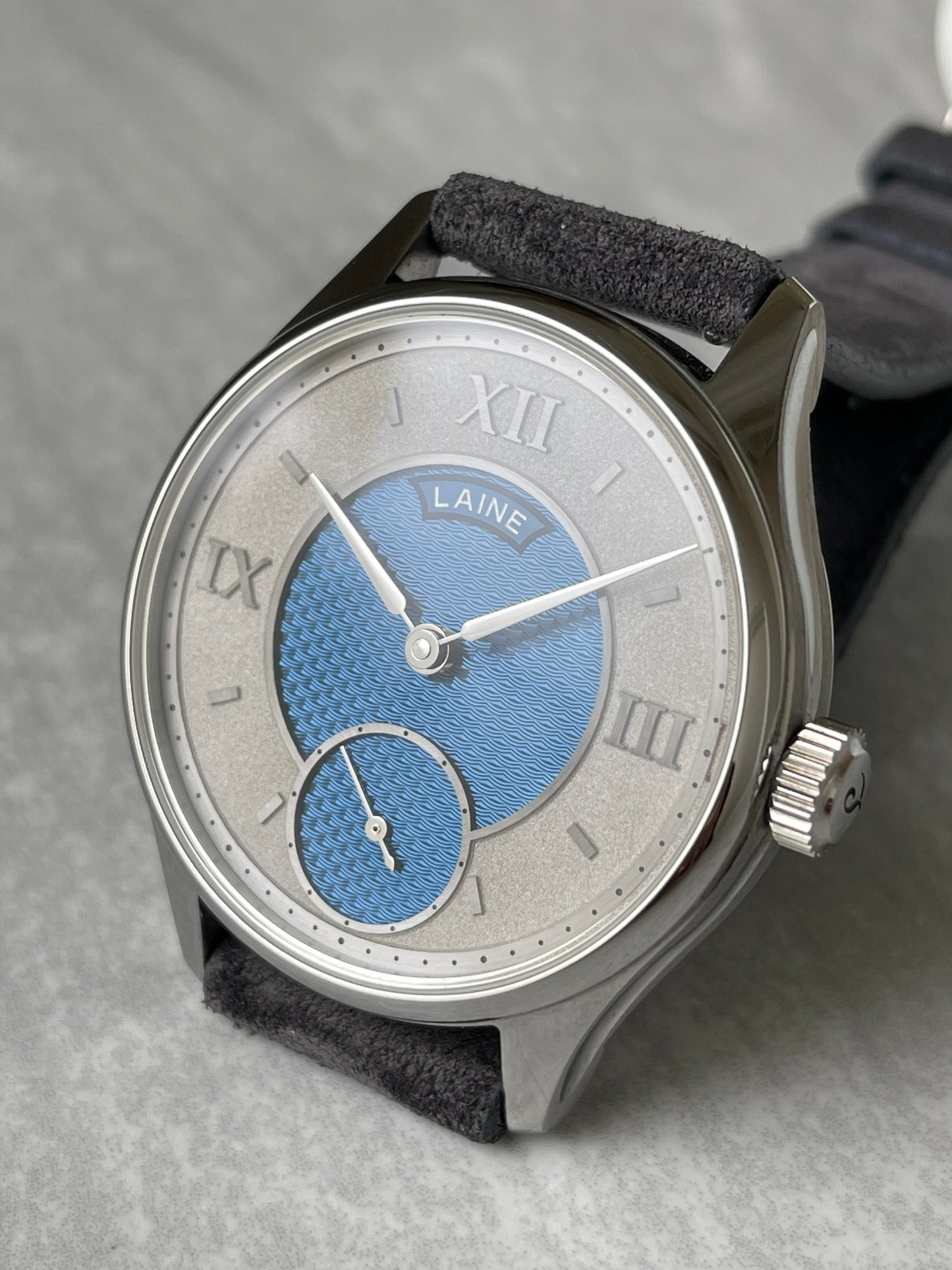 Laine Gelidus 3 - Rhodium Dial w/ Blue DLC "Panier" Guilloche