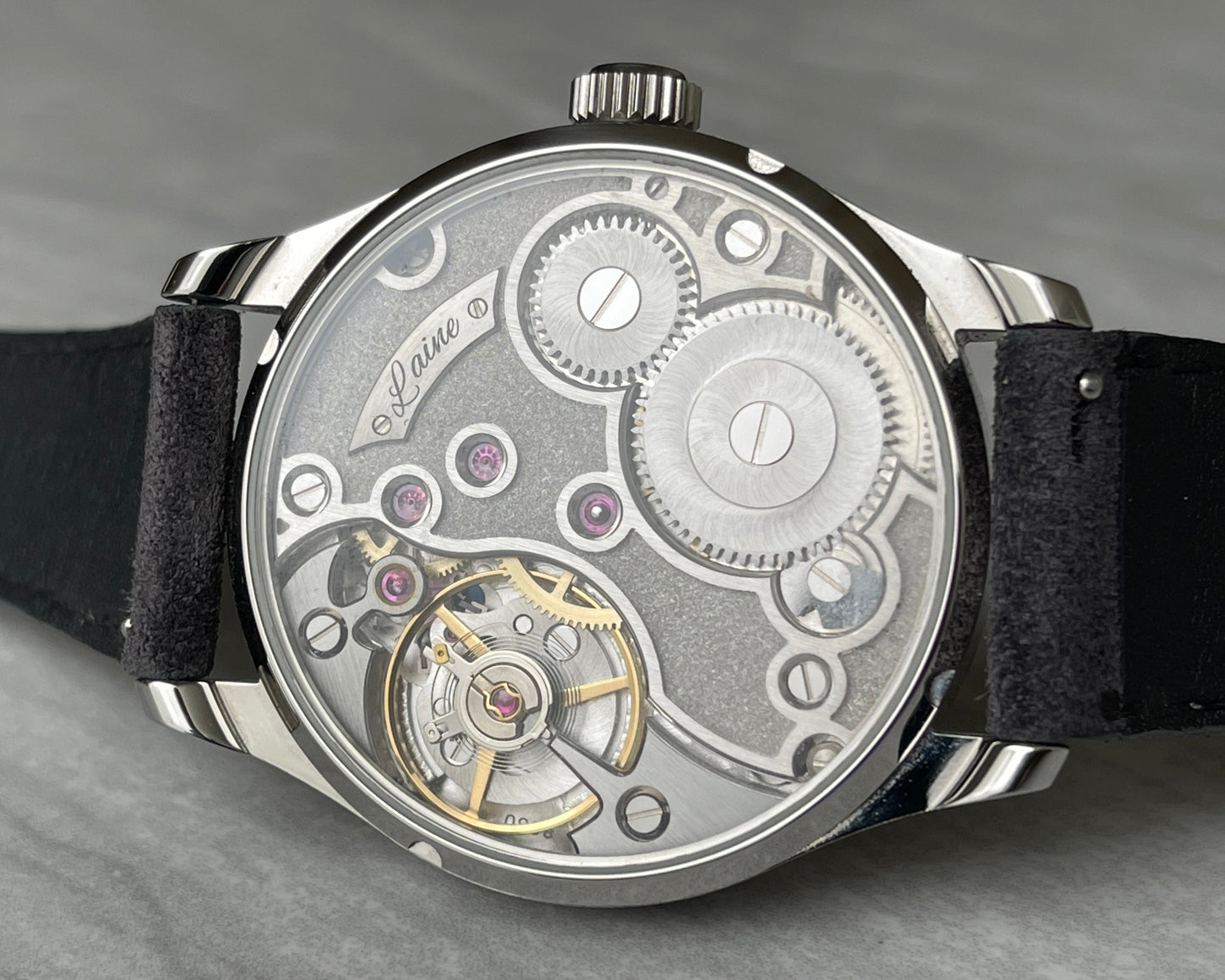 Laine Gelidus 3 - Rhodium Dial w/ Blue DLC "Panier" Guilloche
