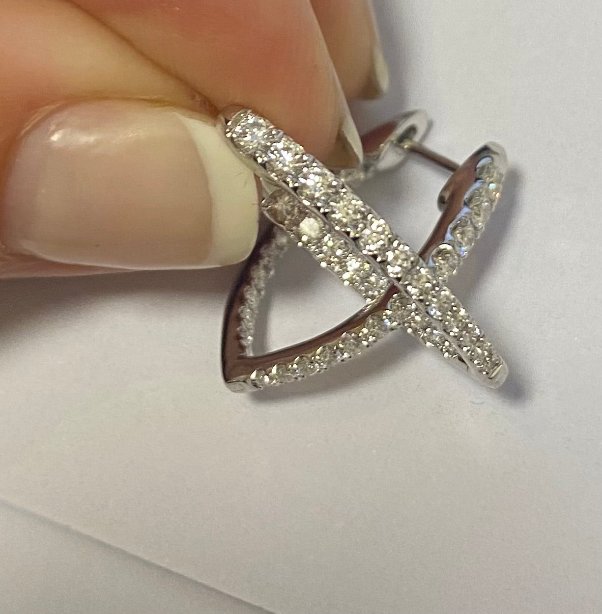 Celestial Collection .749ctw Comet Diamond GH/SI Hoops in 18kw