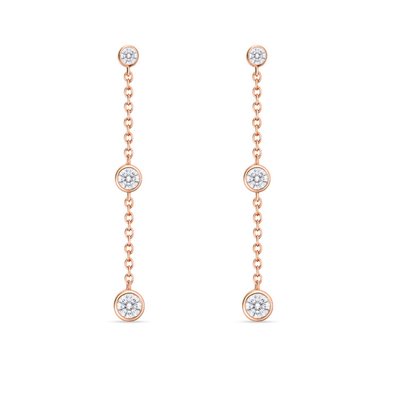 Celestial Collection 0.50ctw Orbital Diamond Bezel set dangle Earrings in 18K