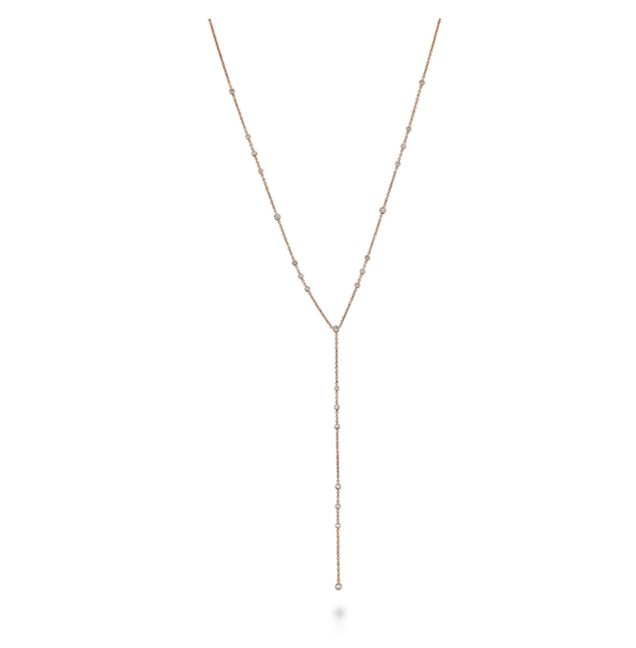 Celestial Orbital bezel set .43 ctw. Diamond Lariat Necklace