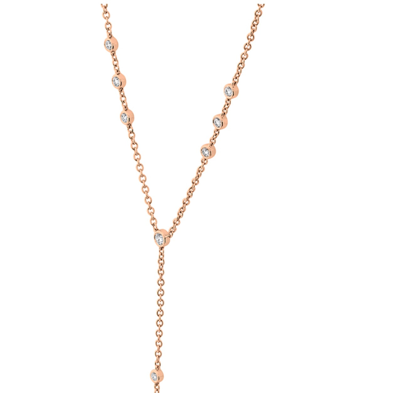 Celestial Orbital bezel set .43 ctw. Diamond Lariat Necklace