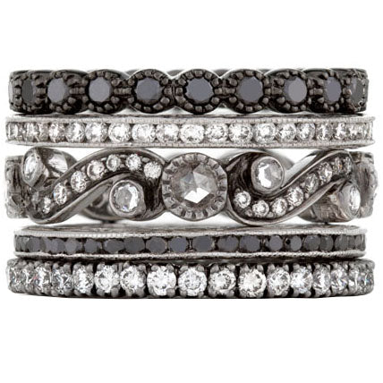Sethi Couture Vetruvian Scroll Diamond Stack Ring Set