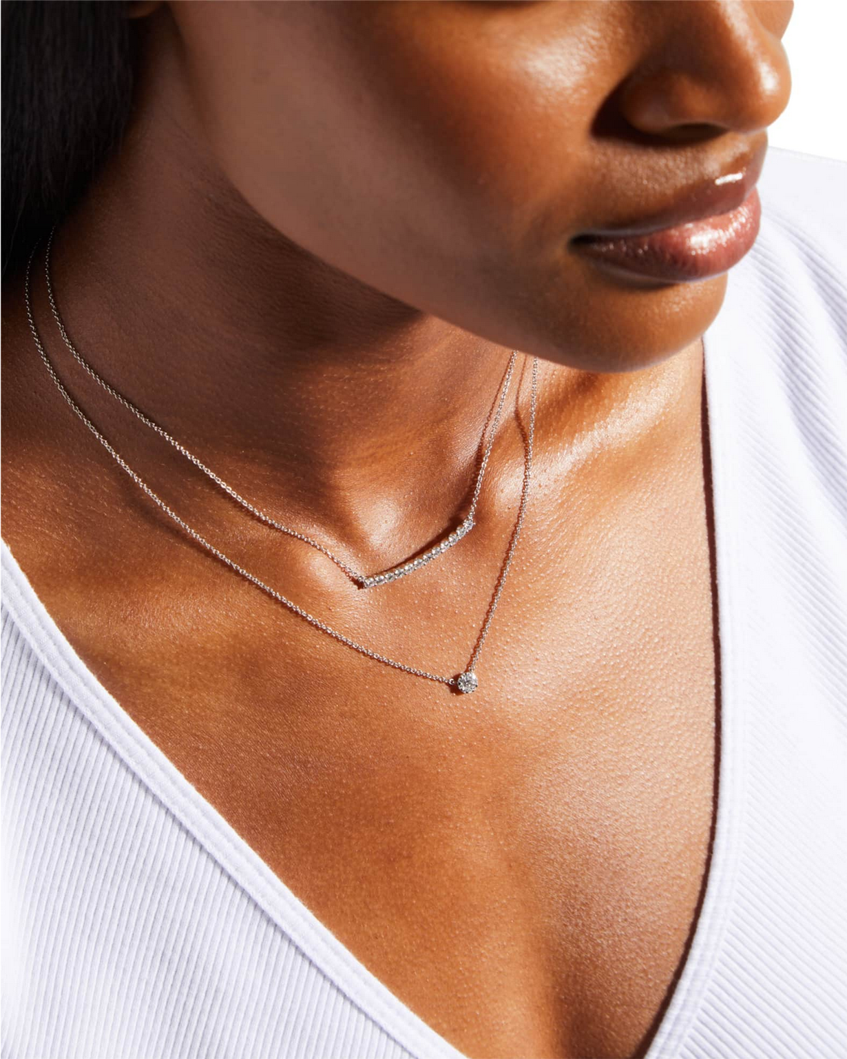 Eternity Collection Horizon .51ctw Diamond Bar Necklace 18" in 18k