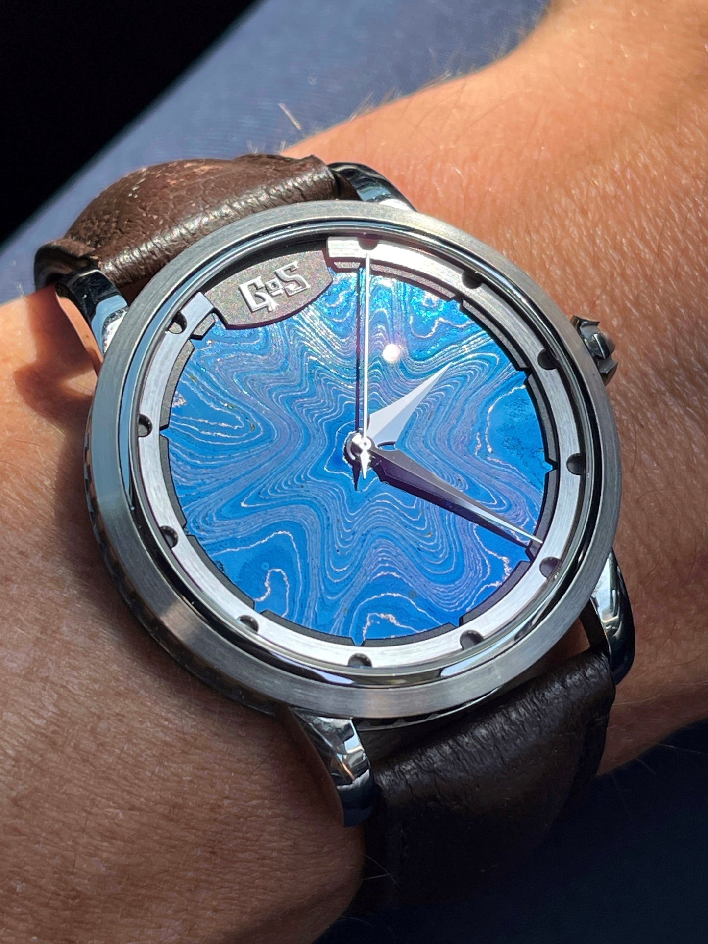 GoS 43mm "Sarek" w/ Ice Blue Damascus dial