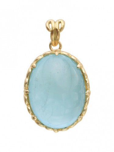 Steven Battelle Carved Aquamarine Pendant Necklace