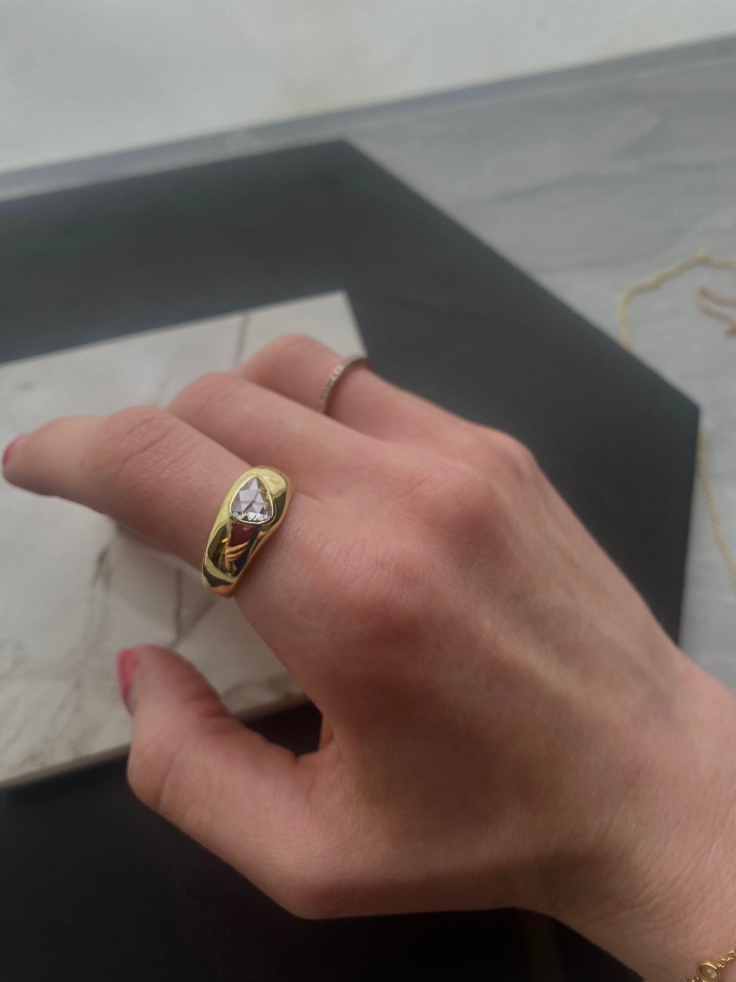 H20 18k Yellow Gold 0.5ct Diamond Roze Cut Ring