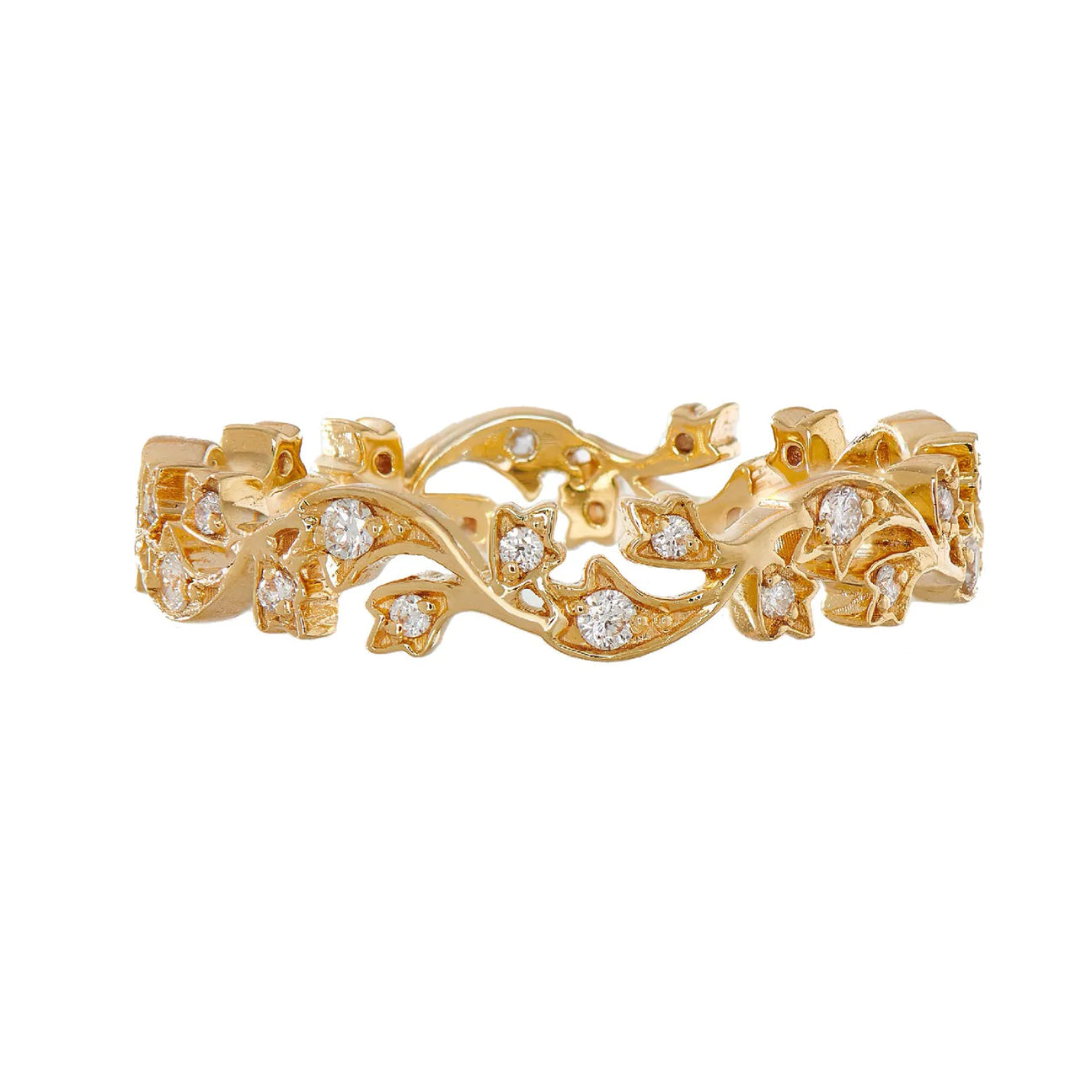 Sethi Couture 18K Yellow Gold Ivy White Diamond Band- 0.22ctw