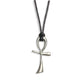 Happy Ankh Sterling Silver neckcord on leather.