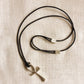 Happy Ankh Sterling Silver neckcord on leather.
