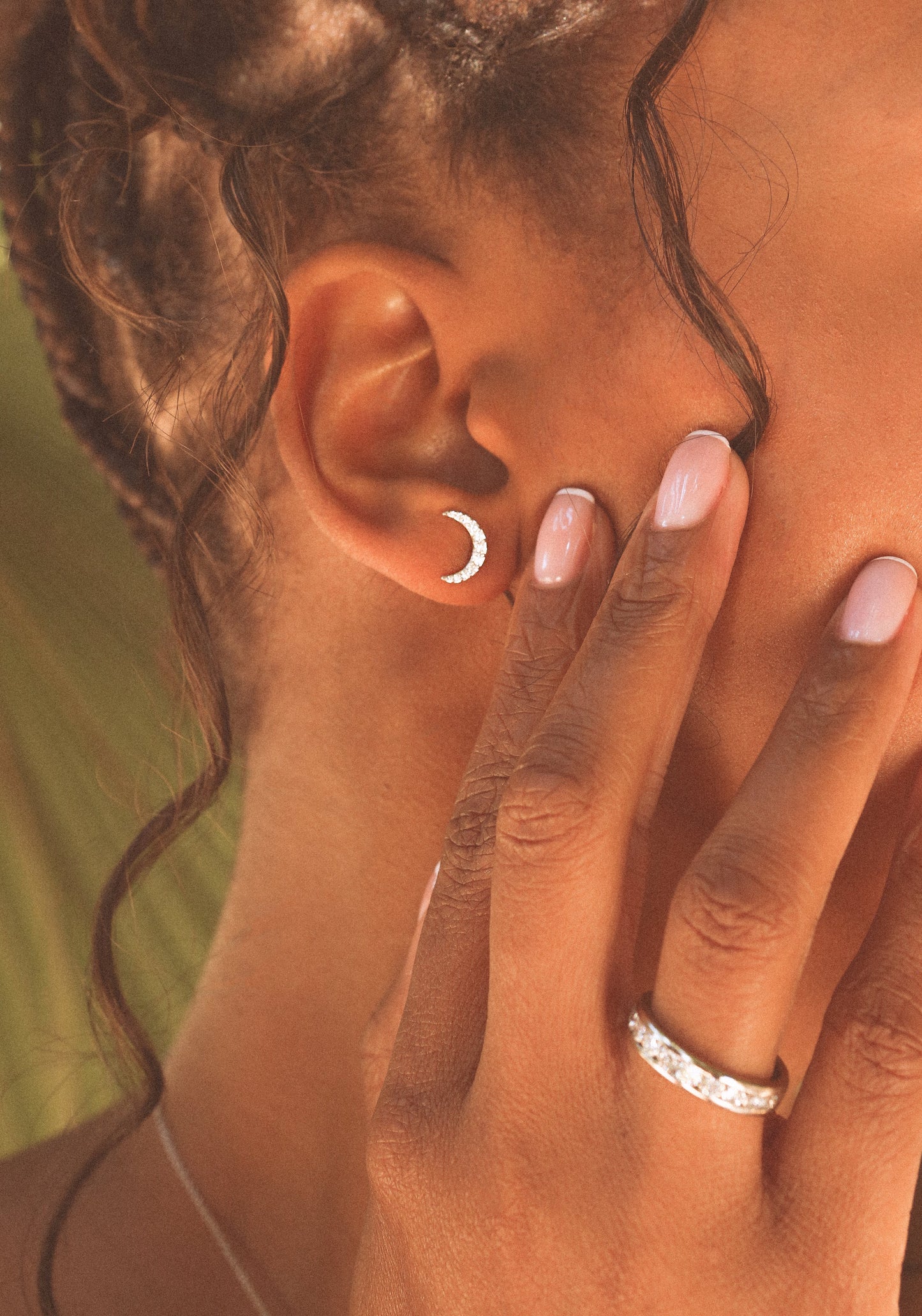 Celestial Collection 18K WG Luna Crescent diamond earrings 22D 0.19ctw