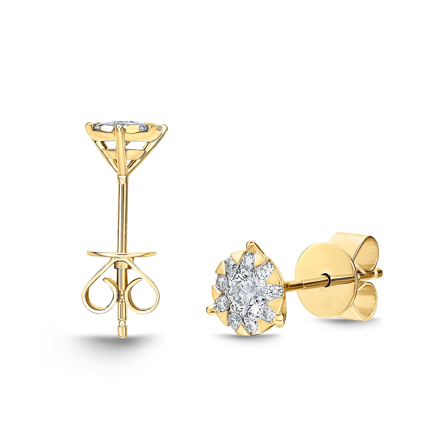 Passion Collection Diamond Bouquets Stud Yellow Gold Earrings