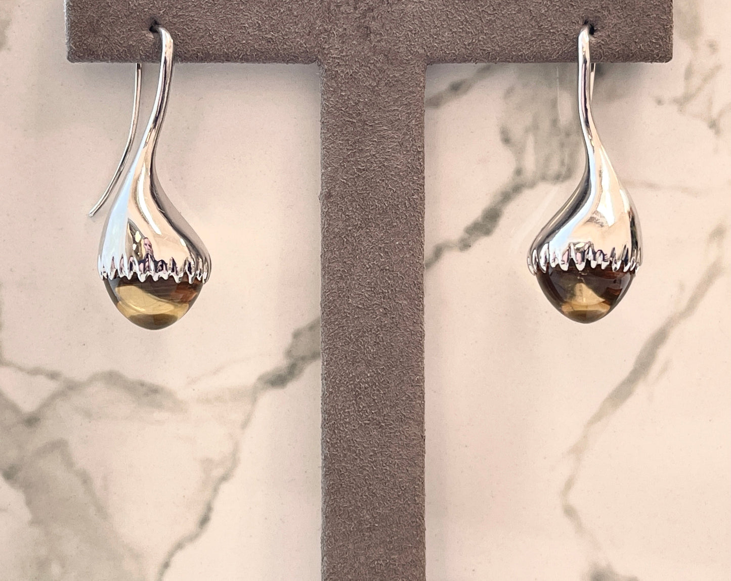 H20 Yellow Beryl 15.61 ctw. Cabochon Drop Earrings