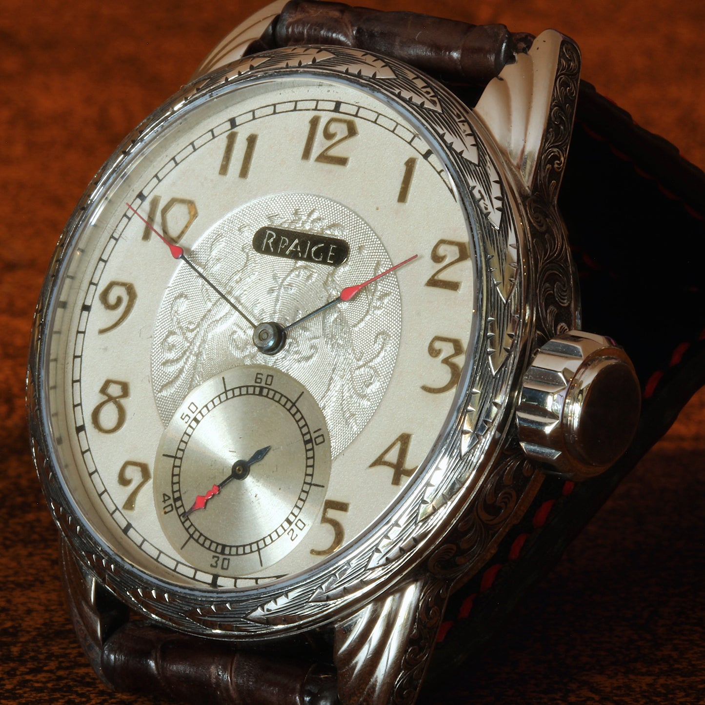 RPaige hand engraved Wrocket watch