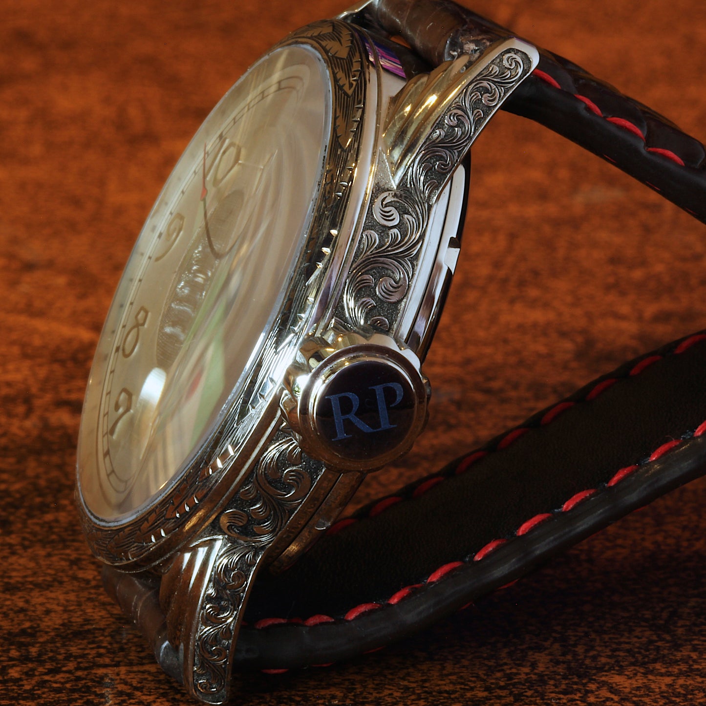 RPaige hand engraved Wrocket watch