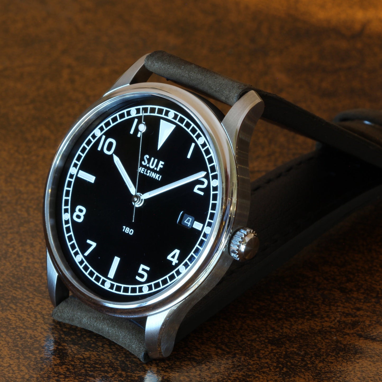 SUF Helsinki "180" S Black dial Ltd Edition Field watch on strap