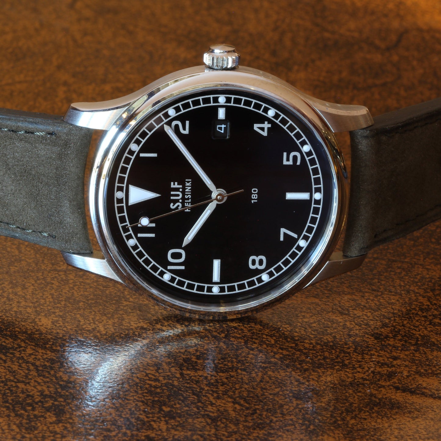 SUF Helsinki "180" S Black dial Ltd Edition Field watch on strap