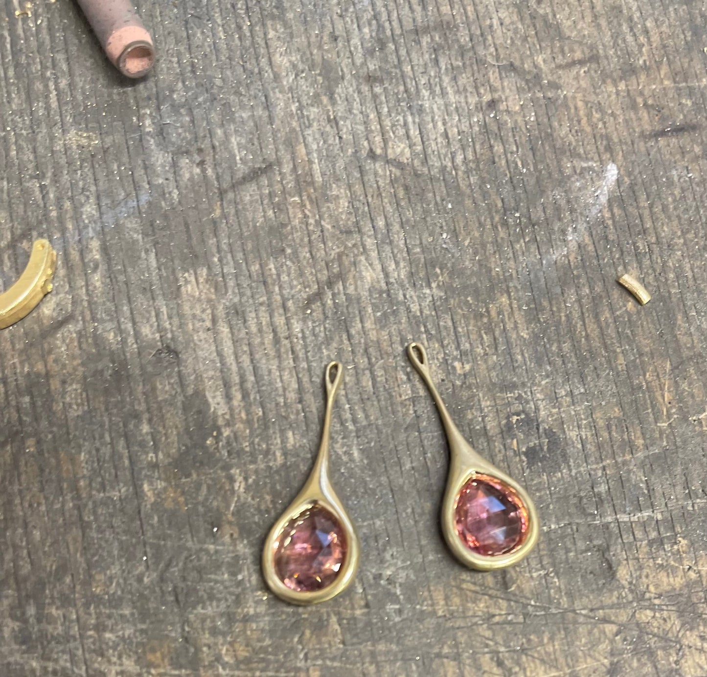 H20 5.16ctw Pink Tourmaline Earrings in 18KY
