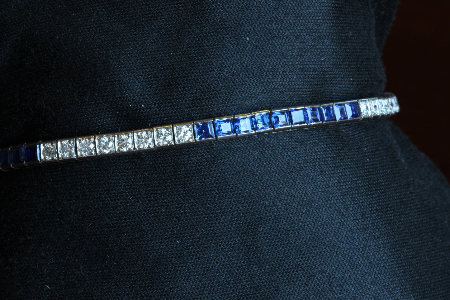 Estate platinum C.1950 Tiffany & Co. blue sapphire & diamond bracelet
