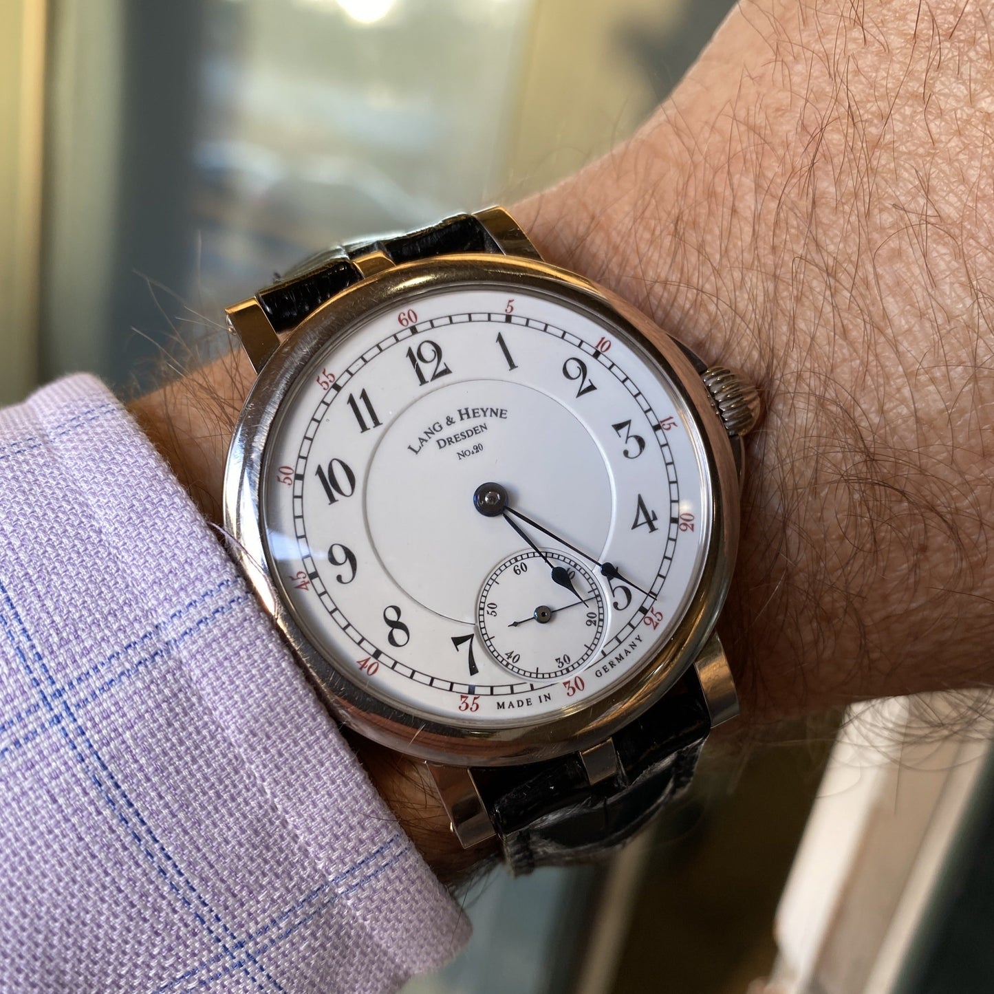Lang & Heyne Friedrich August 1 - 18k WG Case w/ White Enamel Dial Serial #20 (Estate)