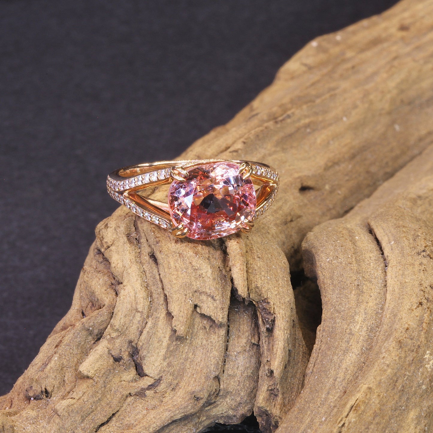 Passion Collection Peach Spinel & diamond 18K RG ring