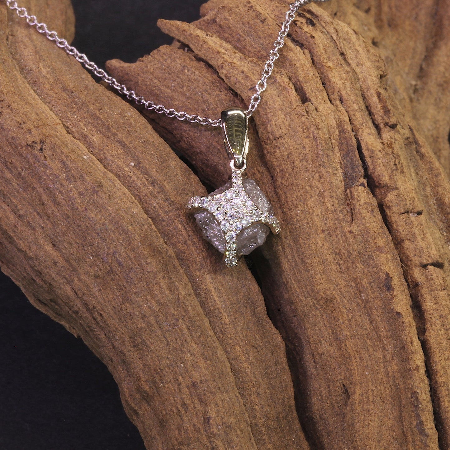 Passion Collection 18K WG rough diamond pendant