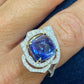 Rozel Bay Sugarloaf Cabachon Blue Sapphire and Diamond Ring in 18KW/Y