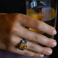 Passion Collection 18K YG Yellow & Bluish Violet Sapphire 3 stone ring