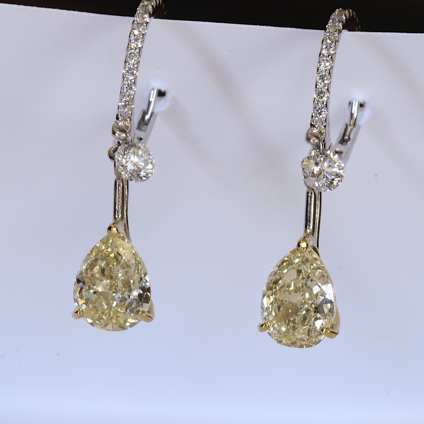 Passion Collection natural yellow & white diamond drop earrings