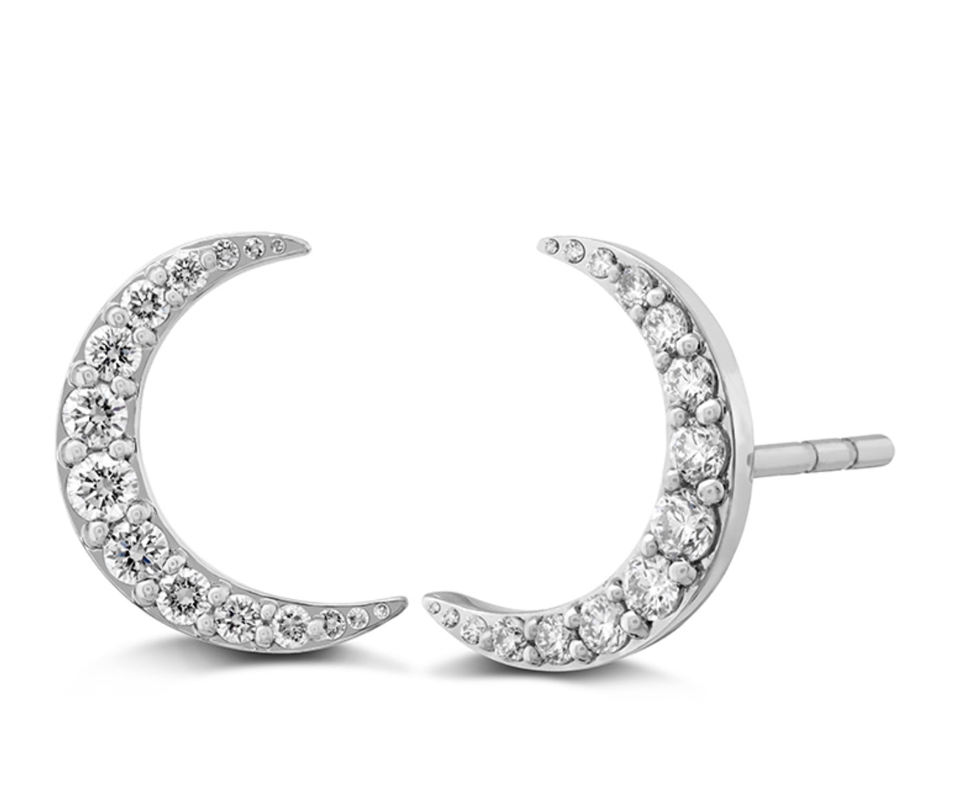 Celestial Collection 18K WG Luna Crescent diamond earrings 22D 0.19ctw
