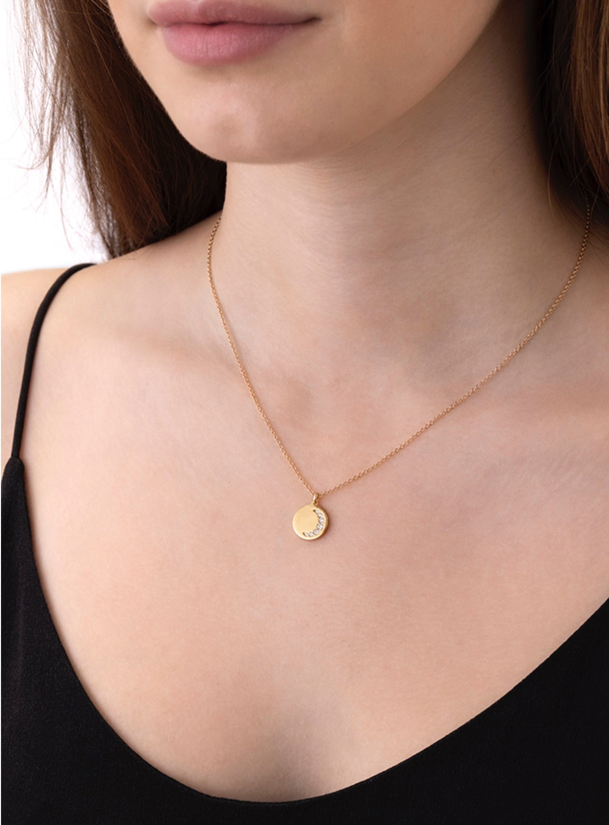 Celestial Luna Crescent Medallion .12 ctw. Diamond Penadant