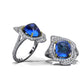 Rozel Bay Sugarloaf Cabachon Blue Sapphire and Diamond Ring in 18KW/Y