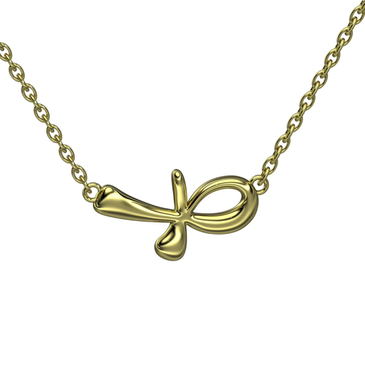Happy Ankh 18K RG  pendant on 18" chain