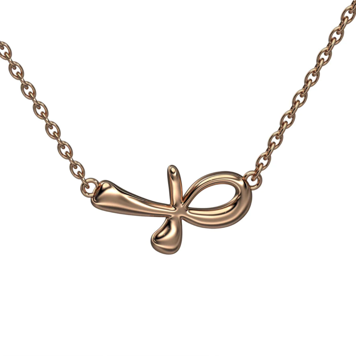 Happy Ankh 18K RG  pendant on 18" chain