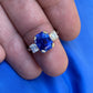 Passion Collection platinum/18K YG 5.28ct EC unheated Sri Lankan blue sapphire & Hearts On Fire Dream diamond 0.95ctw 3 stone ring.
