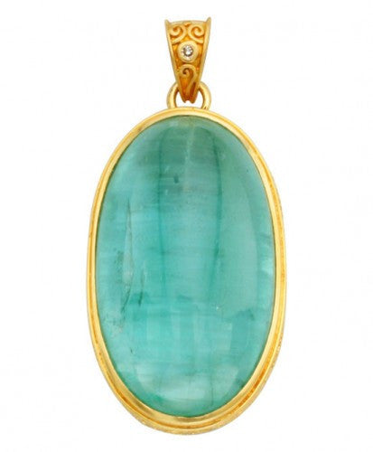 Steven Battelle Aquamarine and Diamond Pendant Necklace