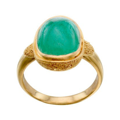 Steven Battelle Oval Ornate Emerald Ring