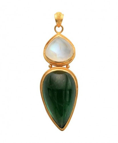 Steven Battelle Tourmaline Pear Pendant Necklace