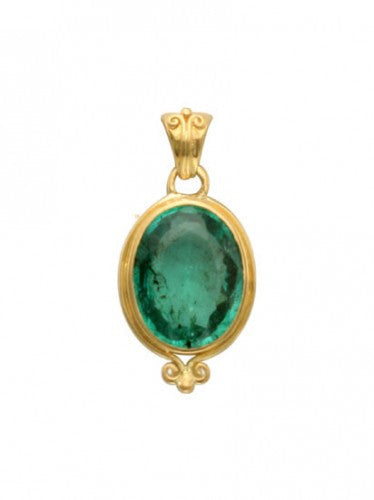 Steven Battelle Two Point Emerald Pendant Necklace
