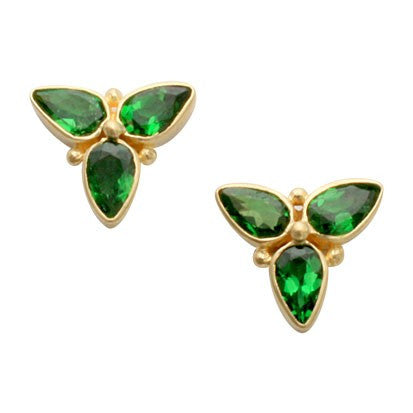 Steven Battelle Three Stone Tsavorite Earrings